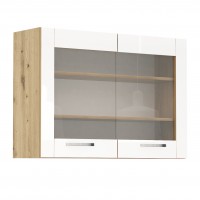 Горен кухненски шкаф Лорен Г27 бяло огледален гланц