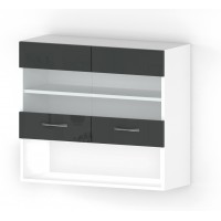 Горен кухненски шкаф Алис G58 с витрини и ниша- 80 антрацит гланц