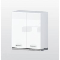 Горен кухненски шкаф Алис G17 с две врати и рафт за аспиратор - 60 бяло гланц