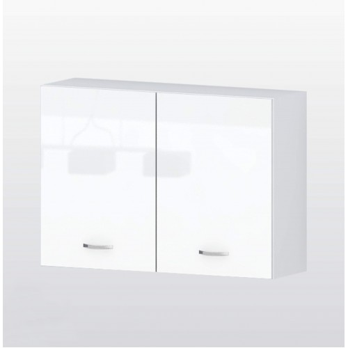 Горен кухненски шкаф Алис G28 с две врати и рафт - 100 бяло гланц