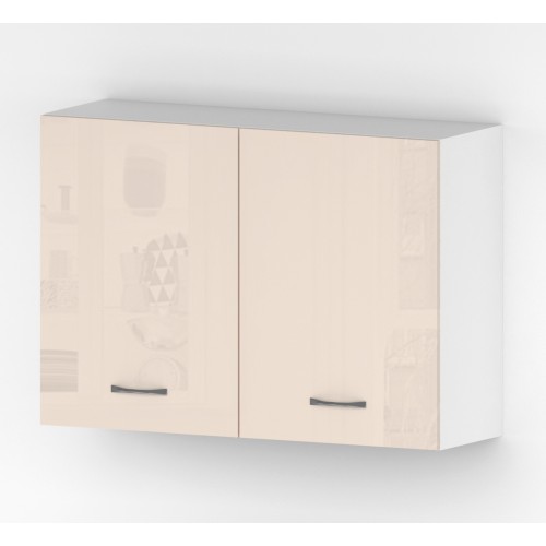 Горен кухненски шкаф Алис G28 с две врати и рафт - 100 крем гланц