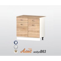 Долен кухненски шкаф Алис B63 с врати и чекмеджета - дъб сонома - 100