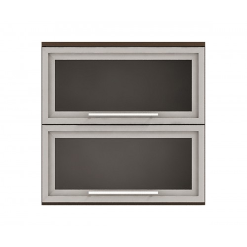 Горен кухненски шкаф Ванеса G36 с две клапващи витрини - дъб карбон - 60