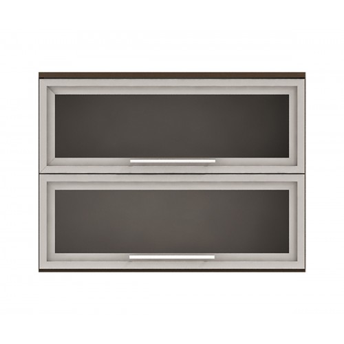 Горен кухненски шкаф Ванеса G37 с две клапващи витрини - дъб карбон - 80