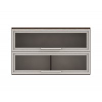 Горен кухненски шкаф Ванеса G38 с две клапващи витрини - дъб карбон - 100