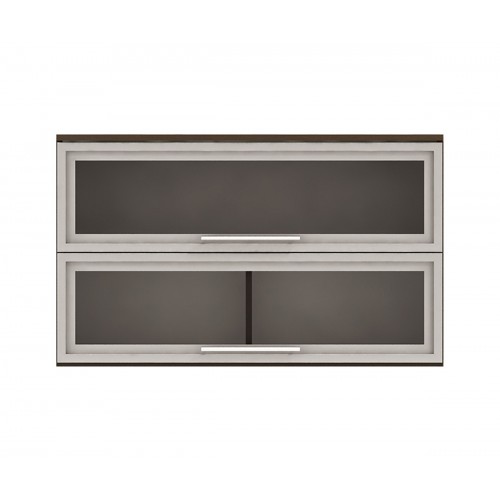 Горен кухненски шкаф Ванеса G38 с две клапващи витрини - дъб карбон - 100