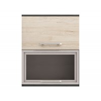 Горен кухненски шкаф Ванеса G40 с клапващи врата и витрина - рокфорд лайт/дъб карбон- 60