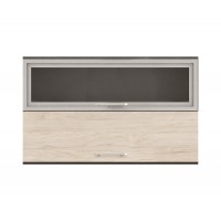 Горен кухненски шкаф Ванеса G47 с клапващи витрина и врата - рокфорд лайт/дъб карбон - 120