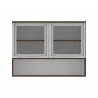 Горен кухненски шкаф Ванеса G58 с ниша и две витрини - дъб карбон - 80