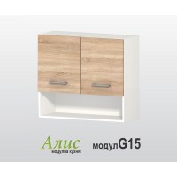 Горен кухненски шкаф Алис G15 с две врати и рафт ниша/ дъб сонома -80