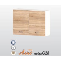 Горен кухненски шкаф Алис G28 с две врати и рафт - дъб сонома - 100